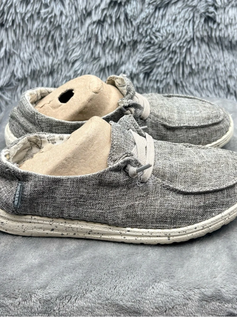 Hey Dude Shoes Womens 7 Wendy L Linen Slip On Casual Gray